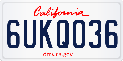 CA license plate 6UKQ036