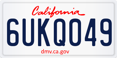 CA license plate 6UKQ049