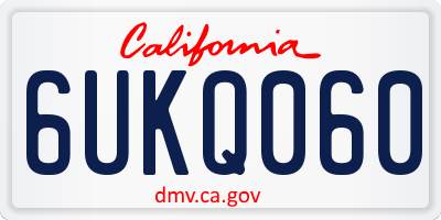 CA license plate 6UKQ060