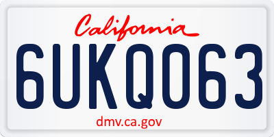 CA license plate 6UKQ063