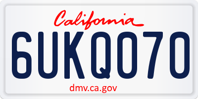 CA license plate 6UKQ070