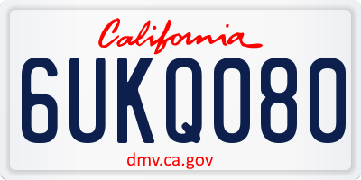CA license plate 6UKQ080