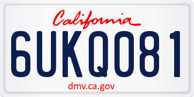 CA license plate 6UKQ081