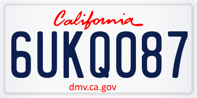 CA license plate 6UKQ087