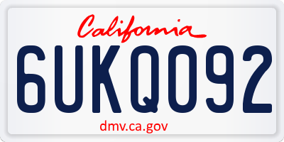 CA license plate 6UKQ092