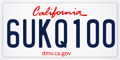 CA license plate 6UKQ100