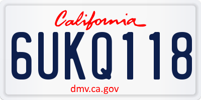 CA license plate 6UKQ118