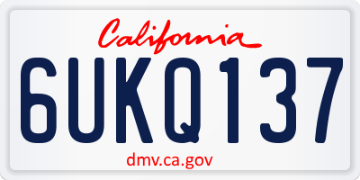 CA license plate 6UKQ137