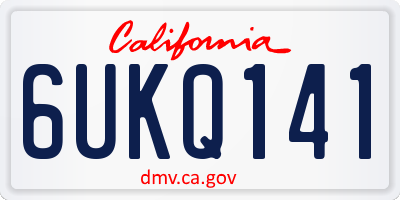 CA license plate 6UKQ141