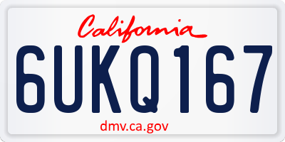 CA license plate 6UKQ167