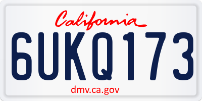 CA license plate 6UKQ173
