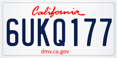 CA license plate 6UKQ177