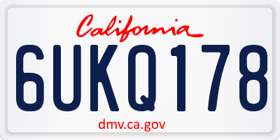 CA license plate 6UKQ178