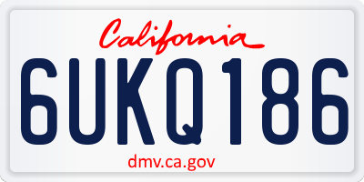 CA license plate 6UKQ186
