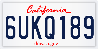 CA license plate 6UKQ189