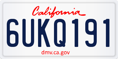 CA license plate 6UKQ191