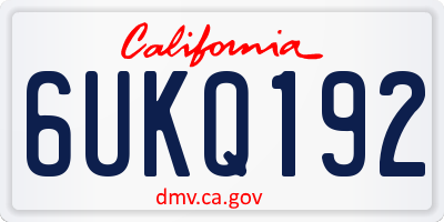 CA license plate 6UKQ192