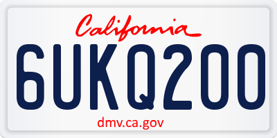 CA license plate 6UKQ200