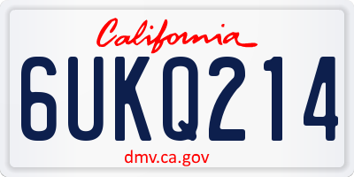 CA license plate 6UKQ214