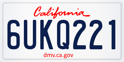 CA license plate 6UKQ221