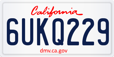 CA license plate 6UKQ229