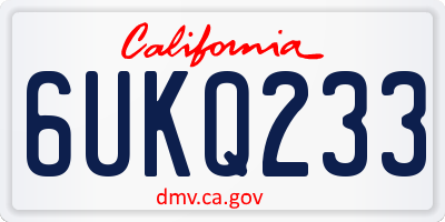 CA license plate 6UKQ233