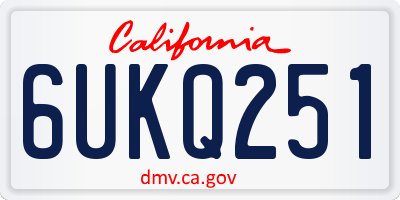 CA license plate 6UKQ251