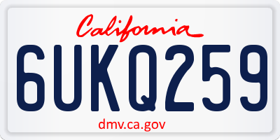 CA license plate 6UKQ259