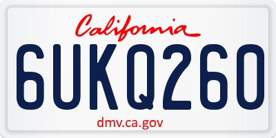 CA license plate 6UKQ260