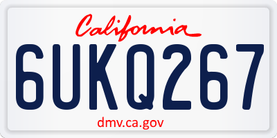 CA license plate 6UKQ267