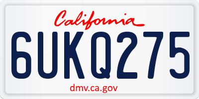 CA license plate 6UKQ275
