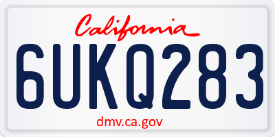 CA license plate 6UKQ283