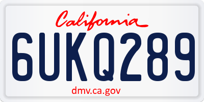 CA license plate 6UKQ289