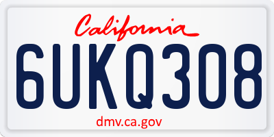 CA license plate 6UKQ308