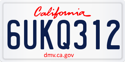 CA license plate 6UKQ312