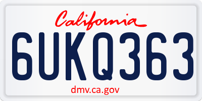 CA license plate 6UKQ363