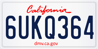 CA license plate 6UKQ364