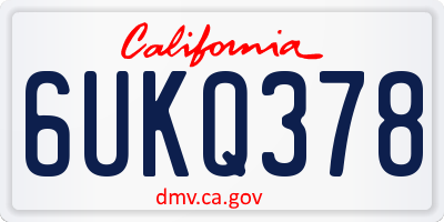 CA license plate 6UKQ378