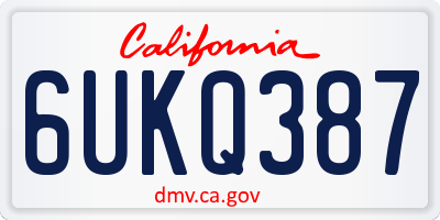 CA license plate 6UKQ387