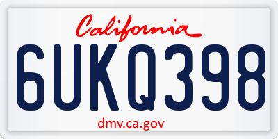 CA license plate 6UKQ398