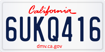 CA license plate 6UKQ416