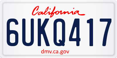 CA license plate 6UKQ417