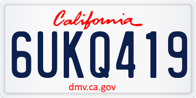 CA license plate 6UKQ419