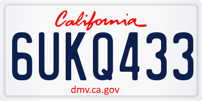 CA license plate 6UKQ433