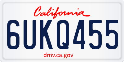 CA license plate 6UKQ455