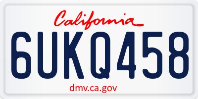 CA license plate 6UKQ458