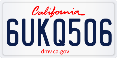 CA license plate 6UKQ506