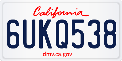 CA license plate 6UKQ538