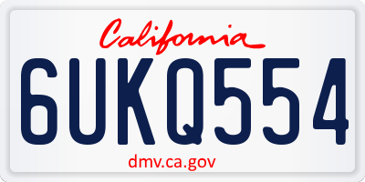 CA license plate 6UKQ554
