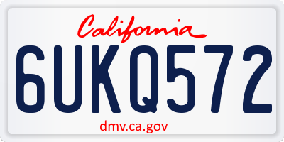 CA license plate 6UKQ572